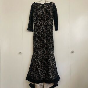 PROM VENUS Couture Black Lace Black Evening Dress